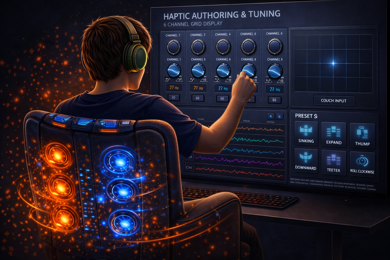 Authoring tools interface for haptic tuning on a seat system